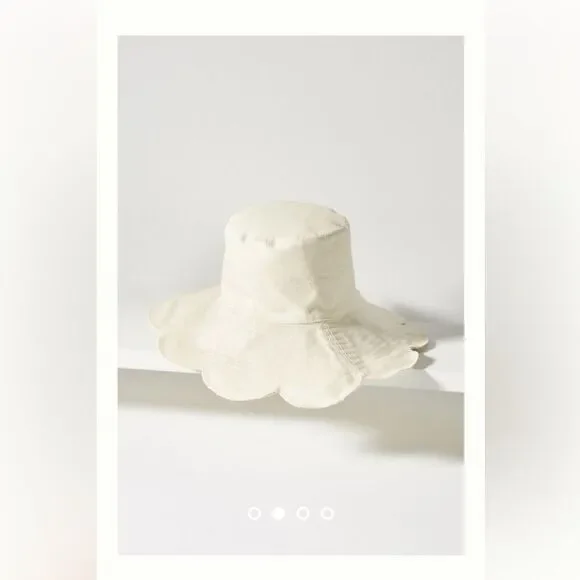 Flower Canvas Bucket Hat By Anthropologie in Ivory